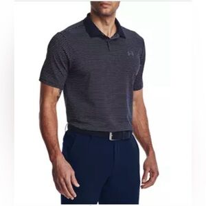 Men’s Under Armour Loose Fit Performance Polo, Size Medium, Black and Grey, EUC